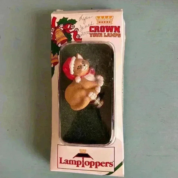 Lamp Toppers 1999 "Crown Your Lamps" Collectible Christmas Cat Christmas Decor - Picture 2 of 8